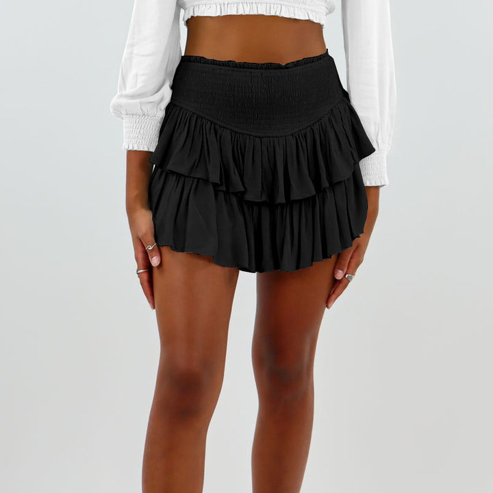 Dame Ruffle shorts med elastisk talje og voluminøse lag Stilla