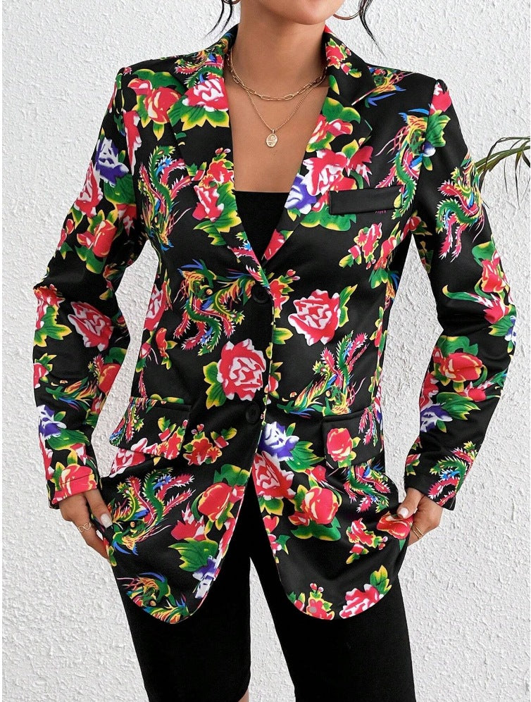 Dame blazer i blomsterdesign med elegant snit Stilla