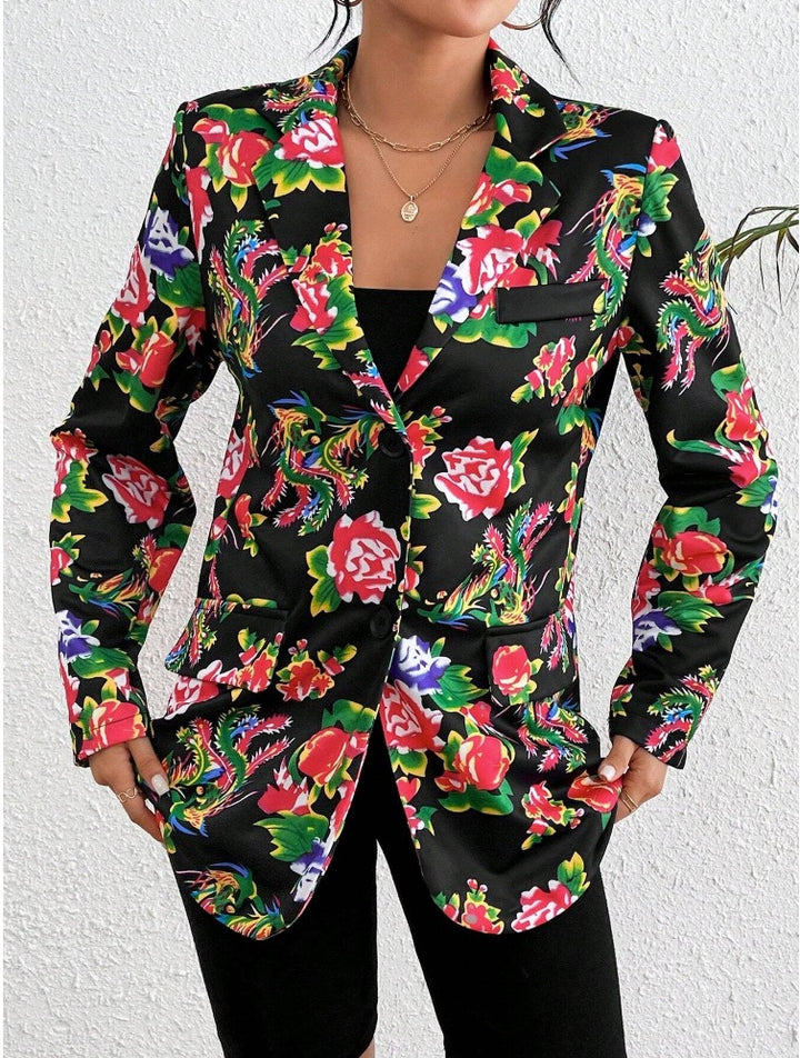 Dame blazer i blomsterdesign med elegant snit Stilla