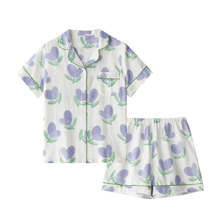 Dame bomulds-pyjamasæt med florale motiver Stilla