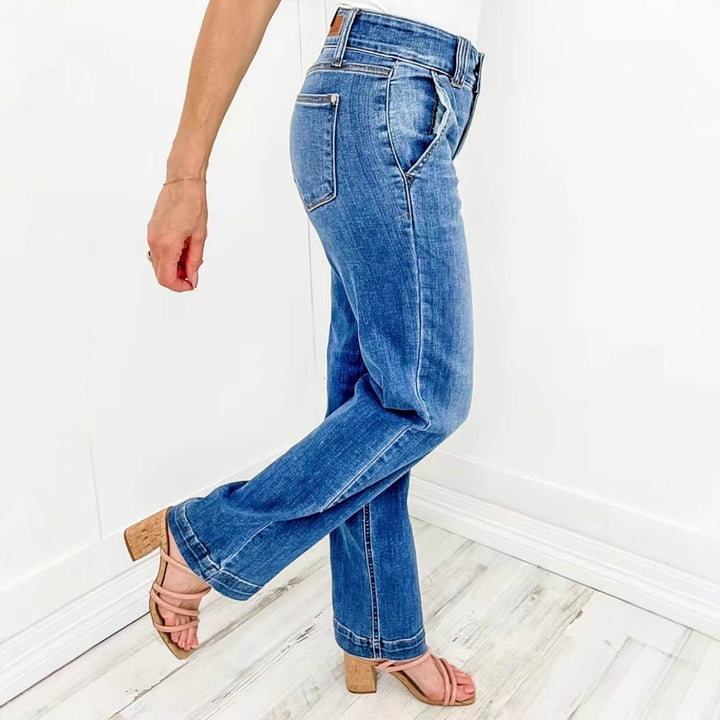 Kvindernes brede højtaljede jeans med komfortabel pasform Stilla