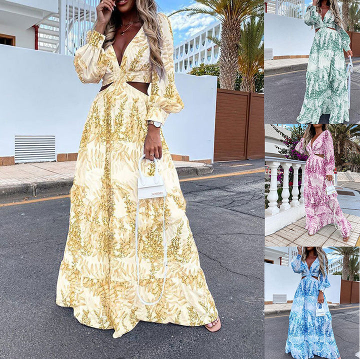 Dame maxikjole med florale motiver Stilla
