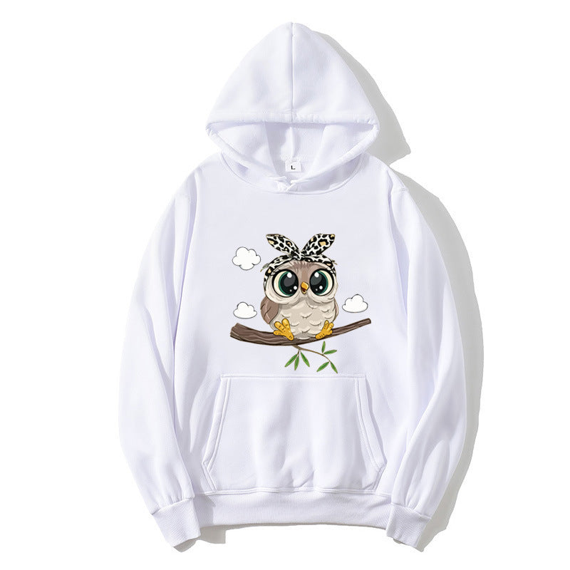 Kvinders hoodie med charmerende uglemotiv Skovae