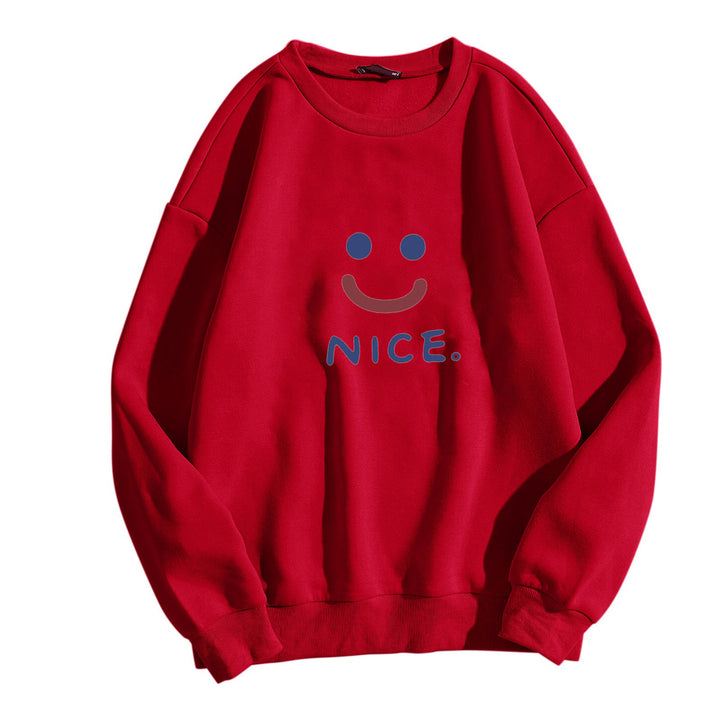 Kvinder casual sweatshirt med muntert smil motiv Skovae