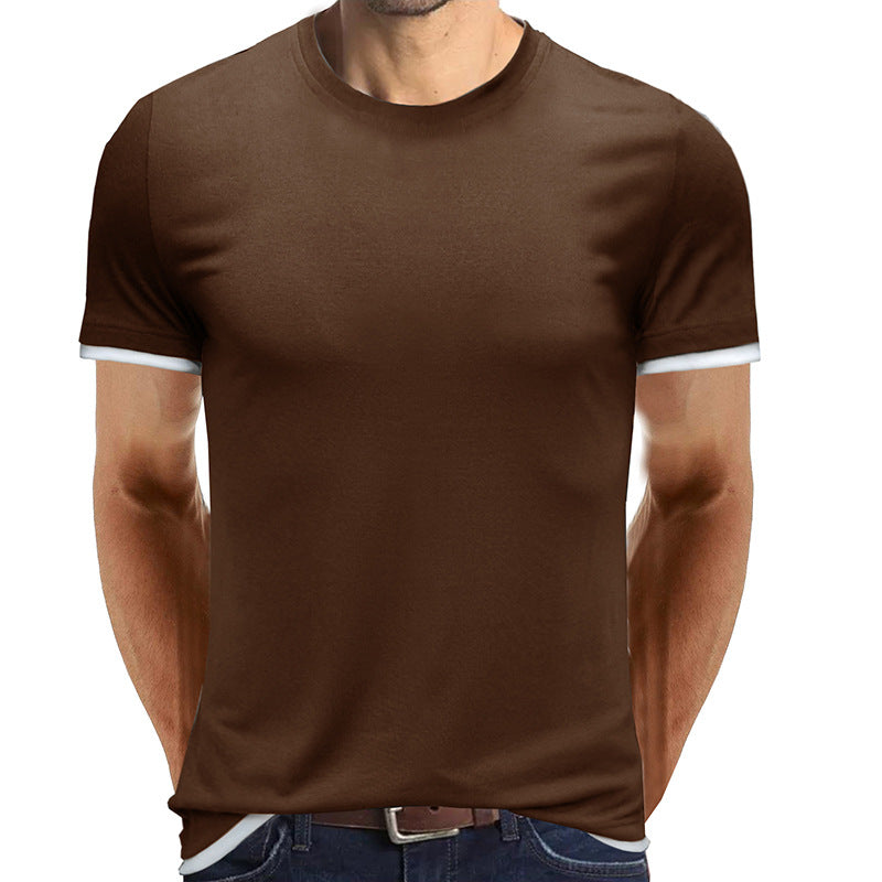 Herrer åndbart Rundhalset T-shirt med kontrastfarvede ærmer Stilla