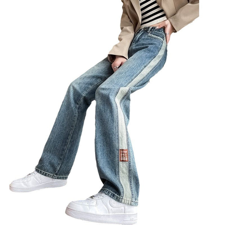 Dame Bred Jeans med Sidestriber Stilla