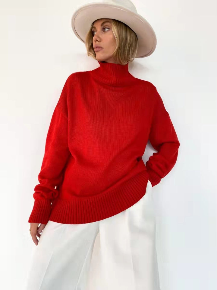 Dame elegant rullekrave sweater i fint strik Stilla