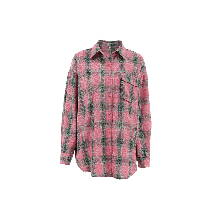 Dame Oversized Skjorte i ternet design lavet af bløde, åndbare materialer med afslappet pasform Stilla