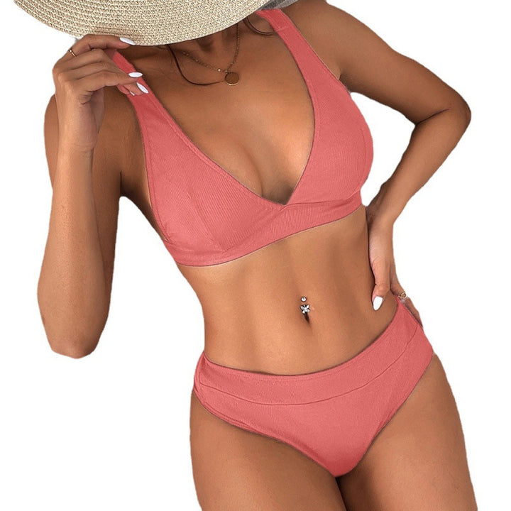Dame Højskåret Bikini-sæt med justerbare stropper og bølgemønster Stilla