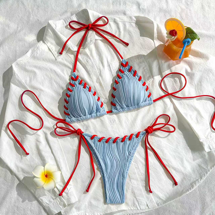 Dame Bikini-sæt med elegant flæsedesign og justerbare stropper Skovae