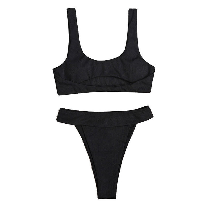 Dame bikini-sæt med sporty crop-top og højt skåret trusse Stilla