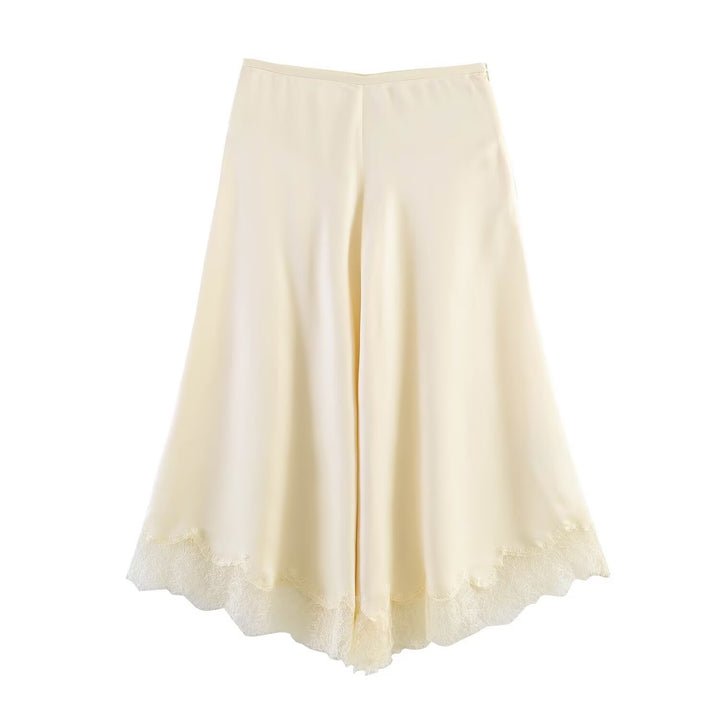 Dame elegant plisseret culotte-nederdel med fine spids-accenter Skovae