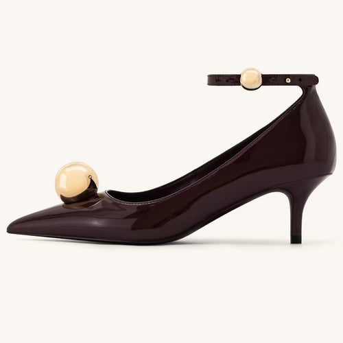 Femme Elegante Spids-Tå Ankelrem Hæle med Metalldetail Stilla