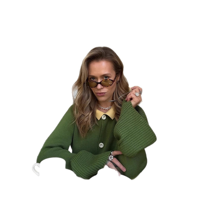 Kvinders chunky strik cardigan med elegante knapdetaljer Stilla