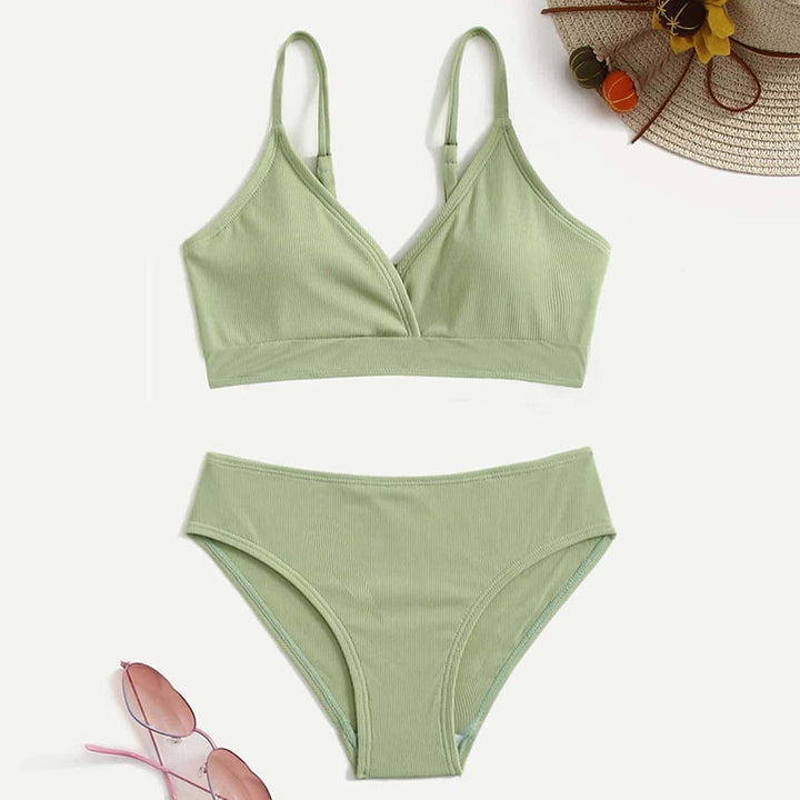 Dame bikini sæt med raffineret ribdesign og høj talje Stilla