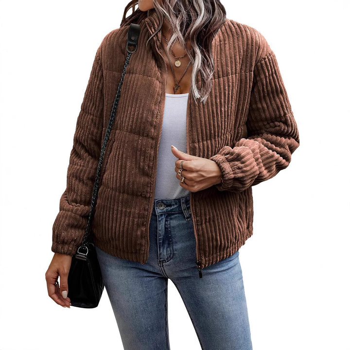 Dame quiltet jakke med ribstruktur Stilla