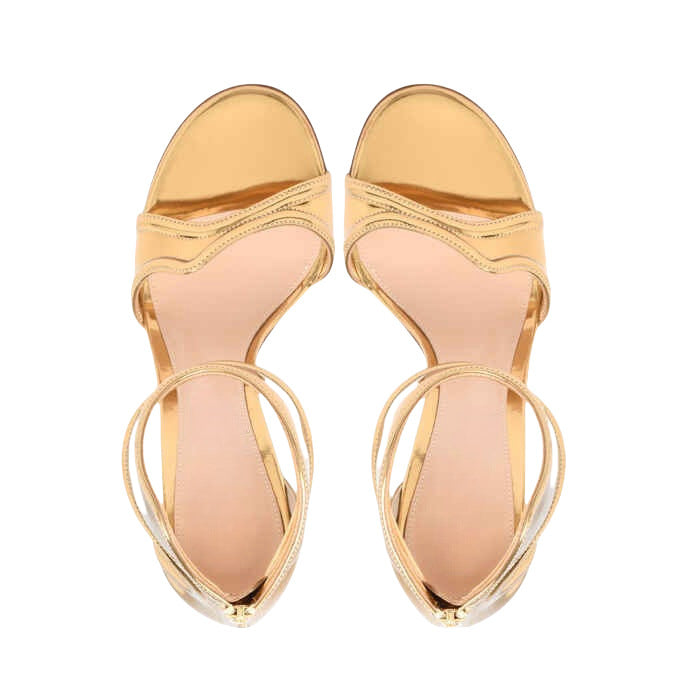 Femme Elegante Metallic Ankelsnor Højhælede Sandaler Stilla
