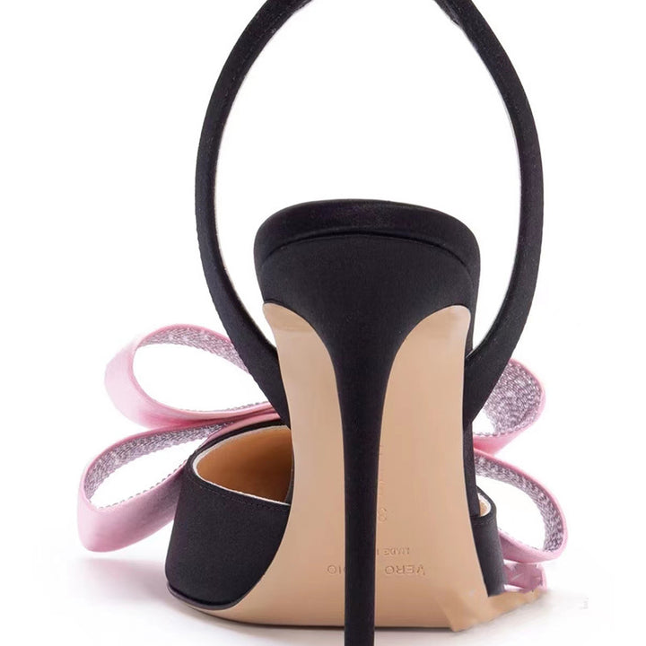 Femme Slingback Højhælede Pumps med dekorativ bue og rhinestone-detaljer Stilla