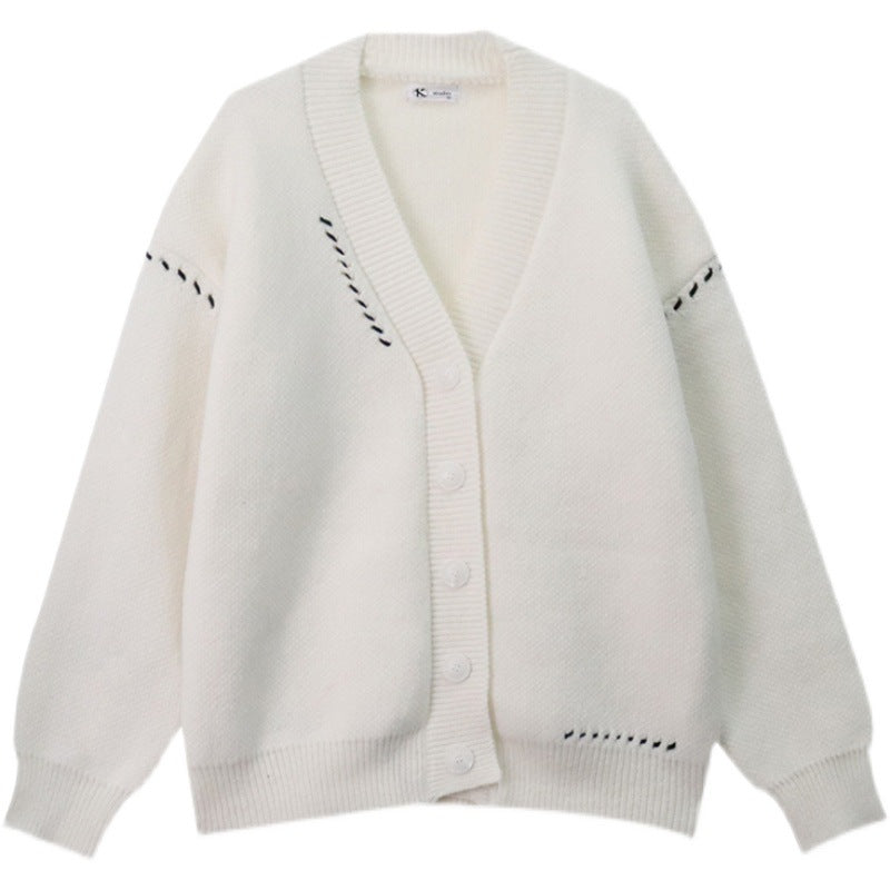 Dame Oversized Strikcardigan med knaplukning Stilla