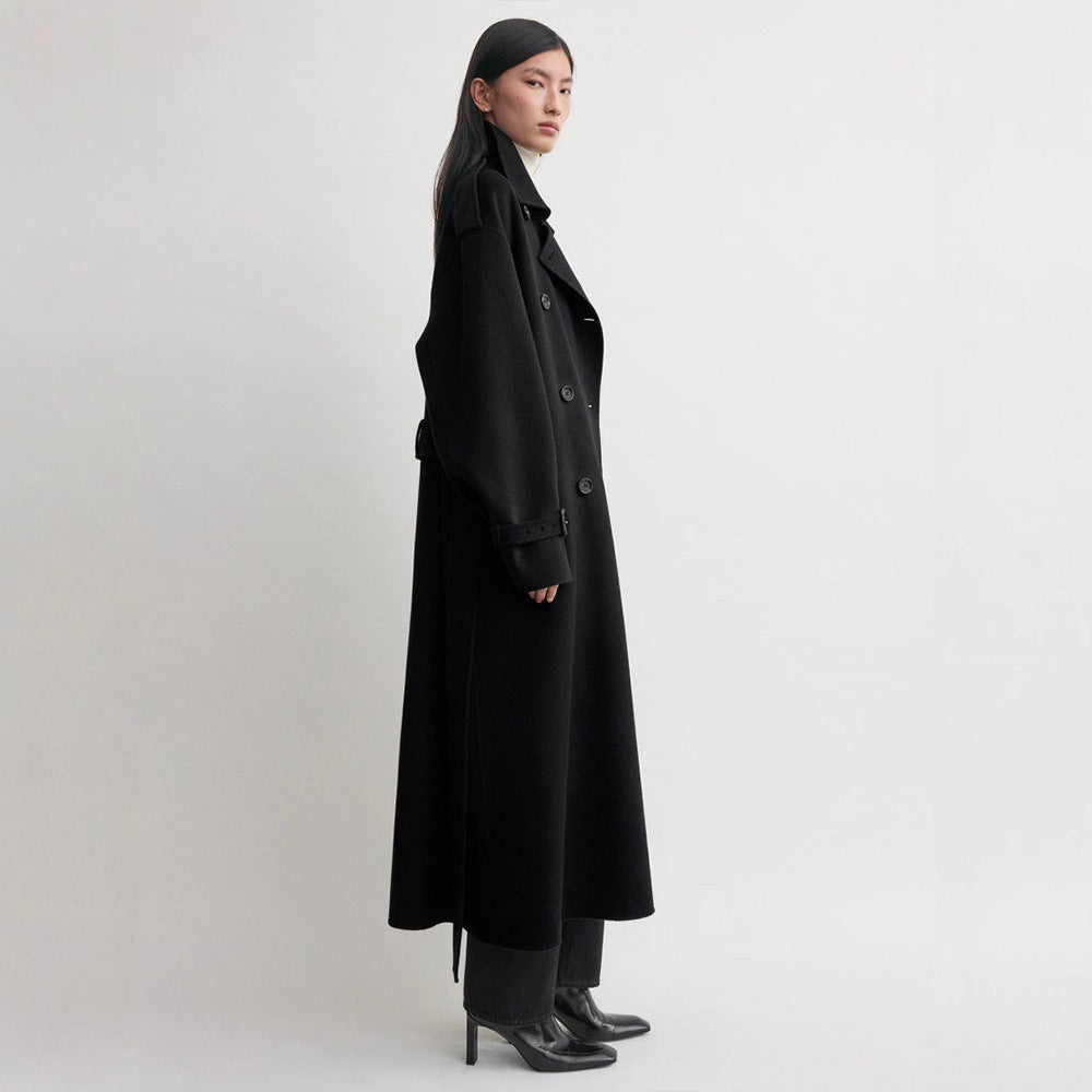 Kvinders elegante overlange uld trench coat Stilla