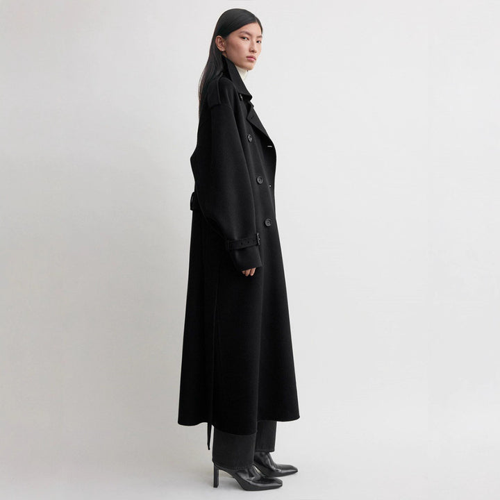 Kvinders elegante overlange uld trench coat Stilla