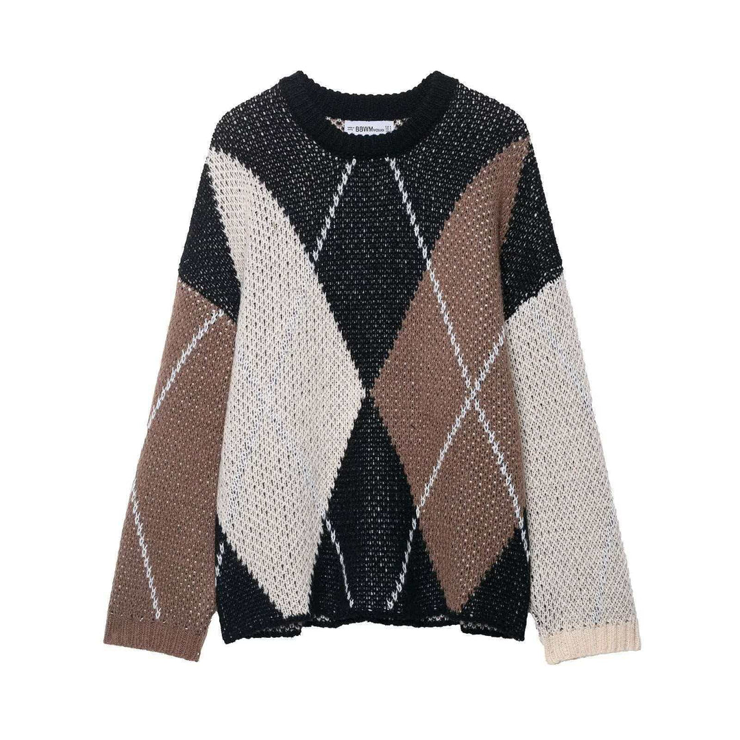Kvinder afslappet pullover i moderne diamantmønster Stilla
