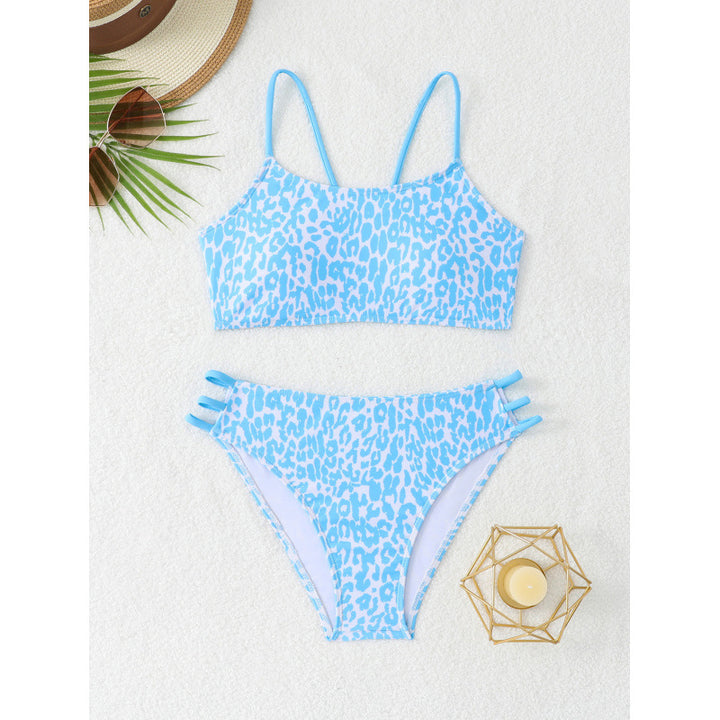 Femme to-delt Leopardskind-mønster bikini-sæt med stilfulde cut-out-detaljer Stilla