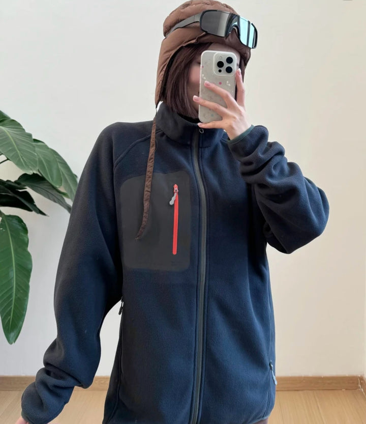Kvindernes fleecejakke med funktionelle lommer og høj krave Stilla