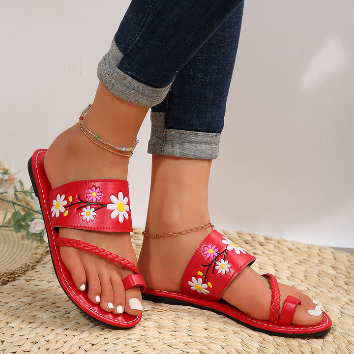 Dame blomsterdekorerede remsandaler med behagelig fodsengdesign Stilla