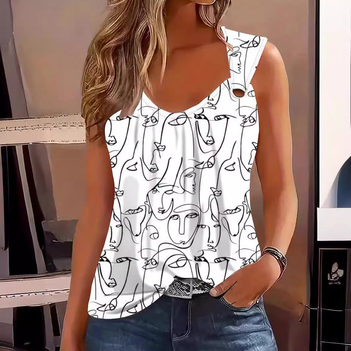 Stilla | Chic Sommer Street Print Knap Plus Size Top