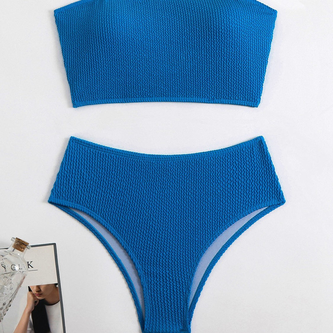Kvinde Teksturiseret Højskåret Bikini-Sæt Stilla