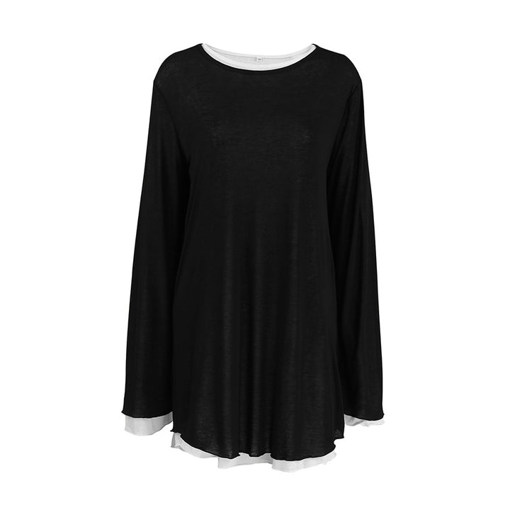 Dame afslappet langærmet sweater med kontrasterende afslutninger Stilla