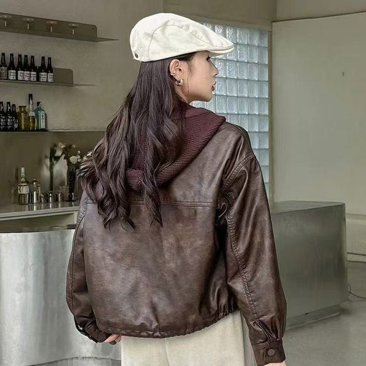 Damer casual faux læderjakke Stilla