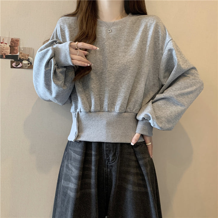 Femme Cropped Tekstureret Pullover Sweatshirt Stilla