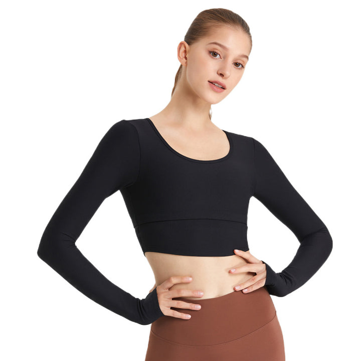 Dame Sporty Langærmet Crop Top med figursyet design Stilla