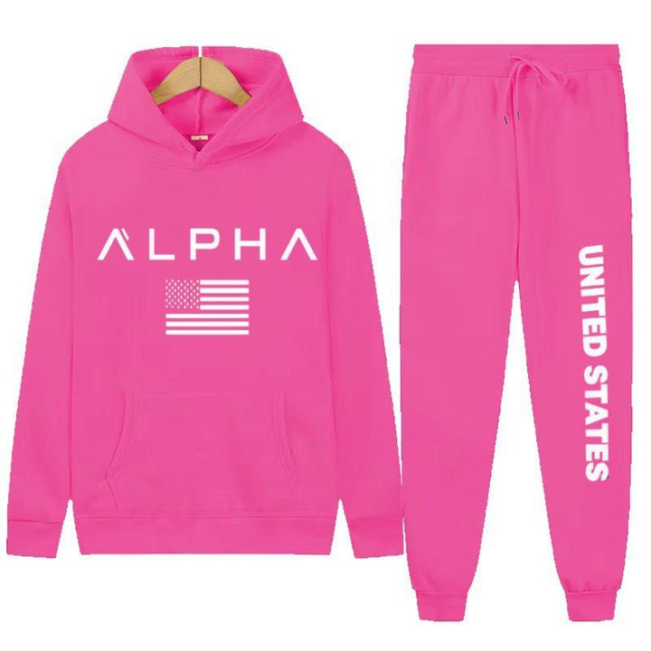 Kvinders hoodie og joggingbukser sæt med kreativt frontprint og sporty snit Skovae