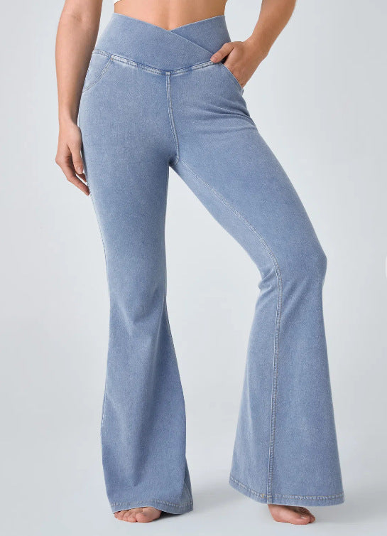 Dame Flared Jeans med høj talje og elastisk materiale Stilla