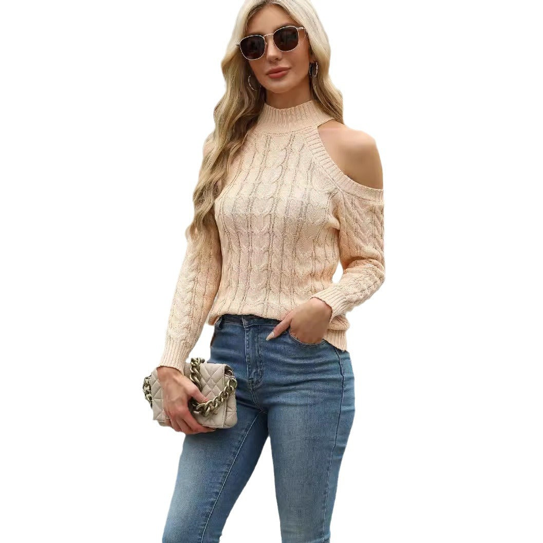 Femme Chunky Cold-Shoulder Kabelstrikpullover Stilla