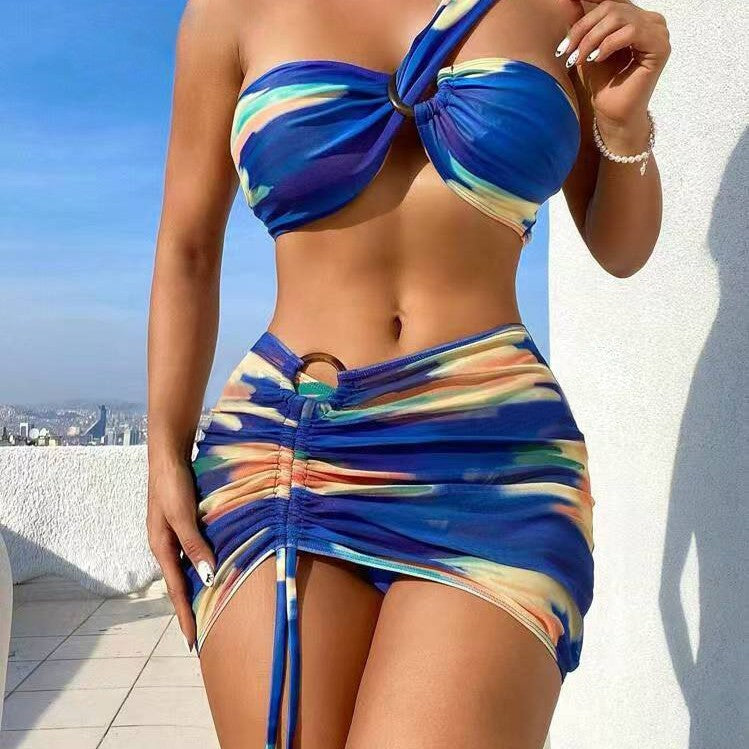 Dame Cropped Bikini-sæt med legende flæse-design og elegant bindesystem Skovae