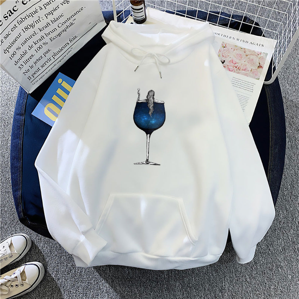 Kvinders hoodie med kreativ cocktail design Skovae