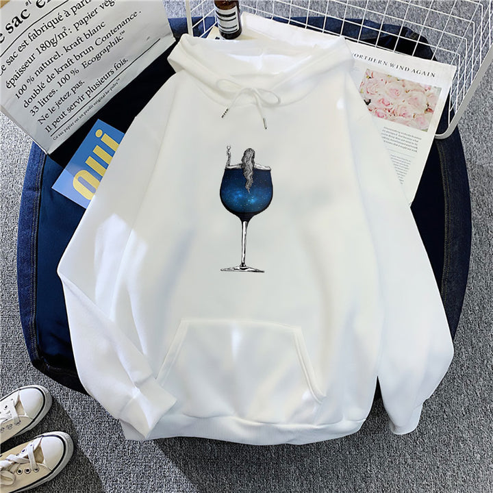 Kvinders hoodie med kreativ cocktail design Skovae