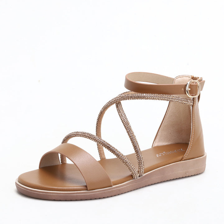 Dame moderigtige sandaler med glitrende remme Stilla