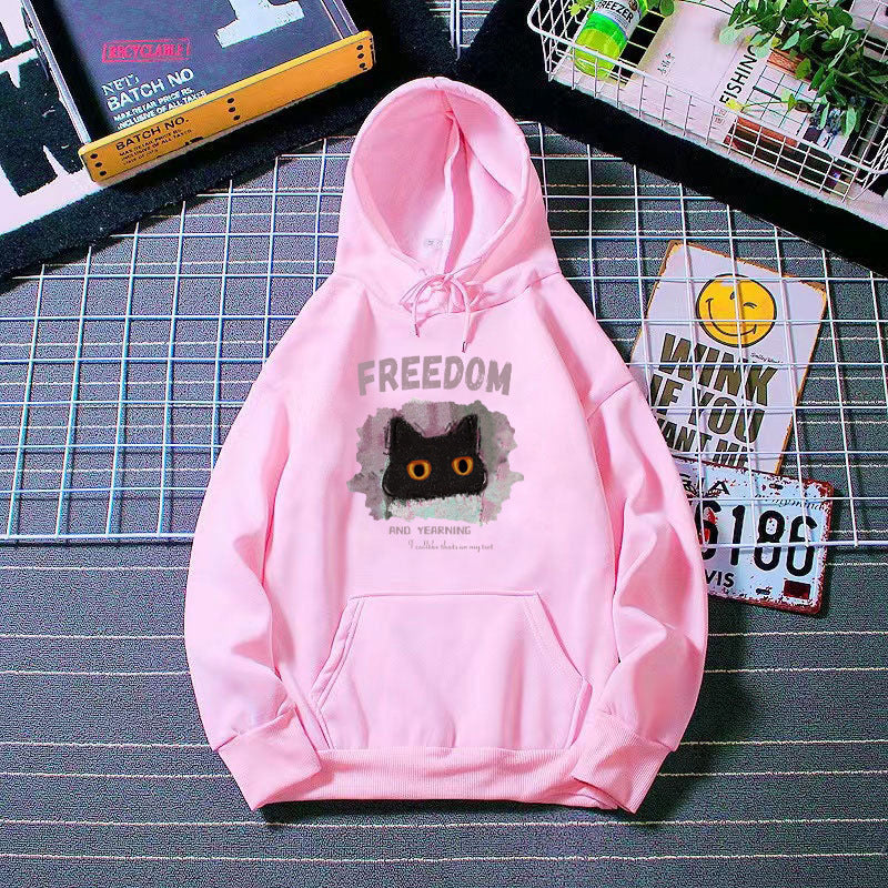Kvinders hættebluse med kreativ kat design Skovae