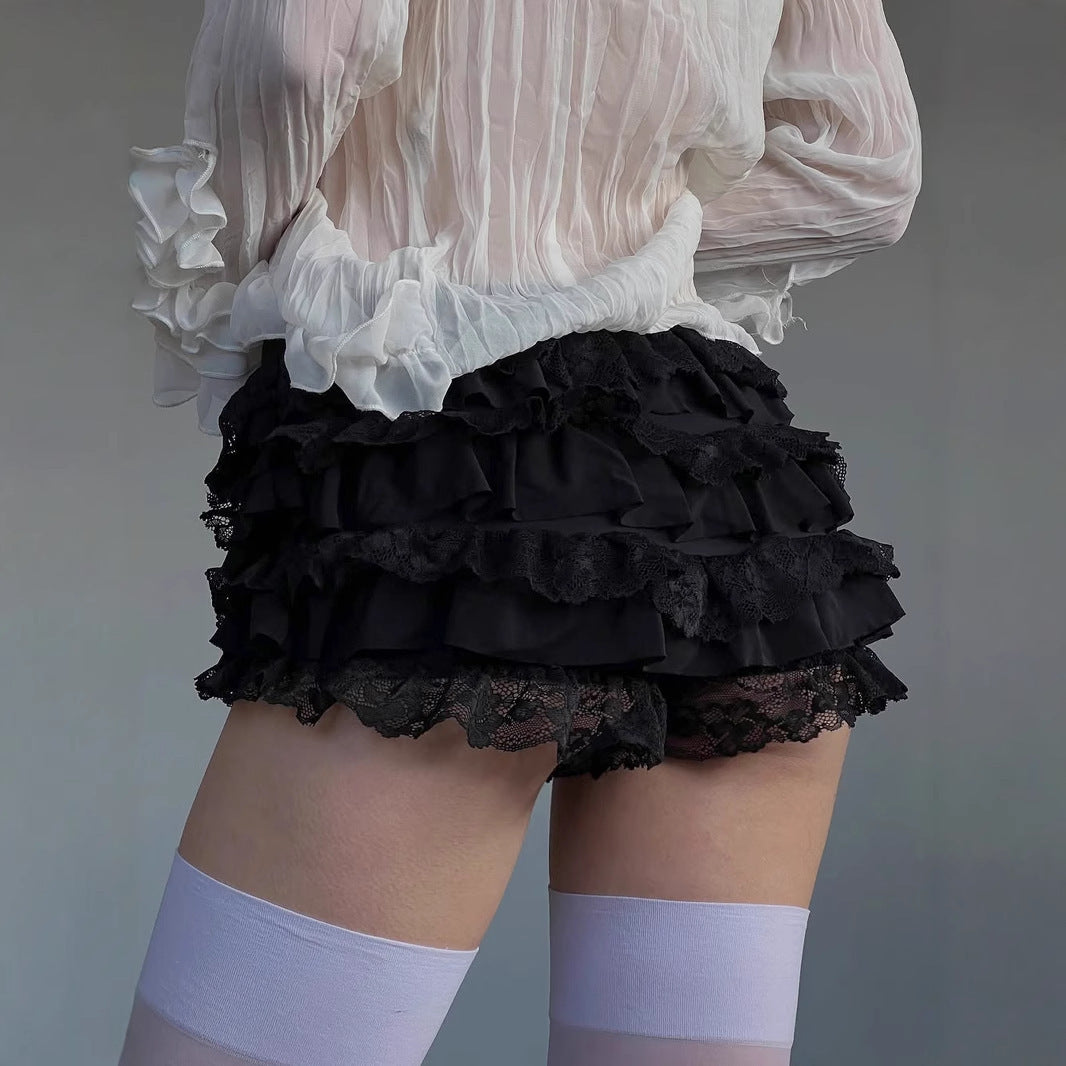 Dame korte ruffles shorts i ternet design Skovae