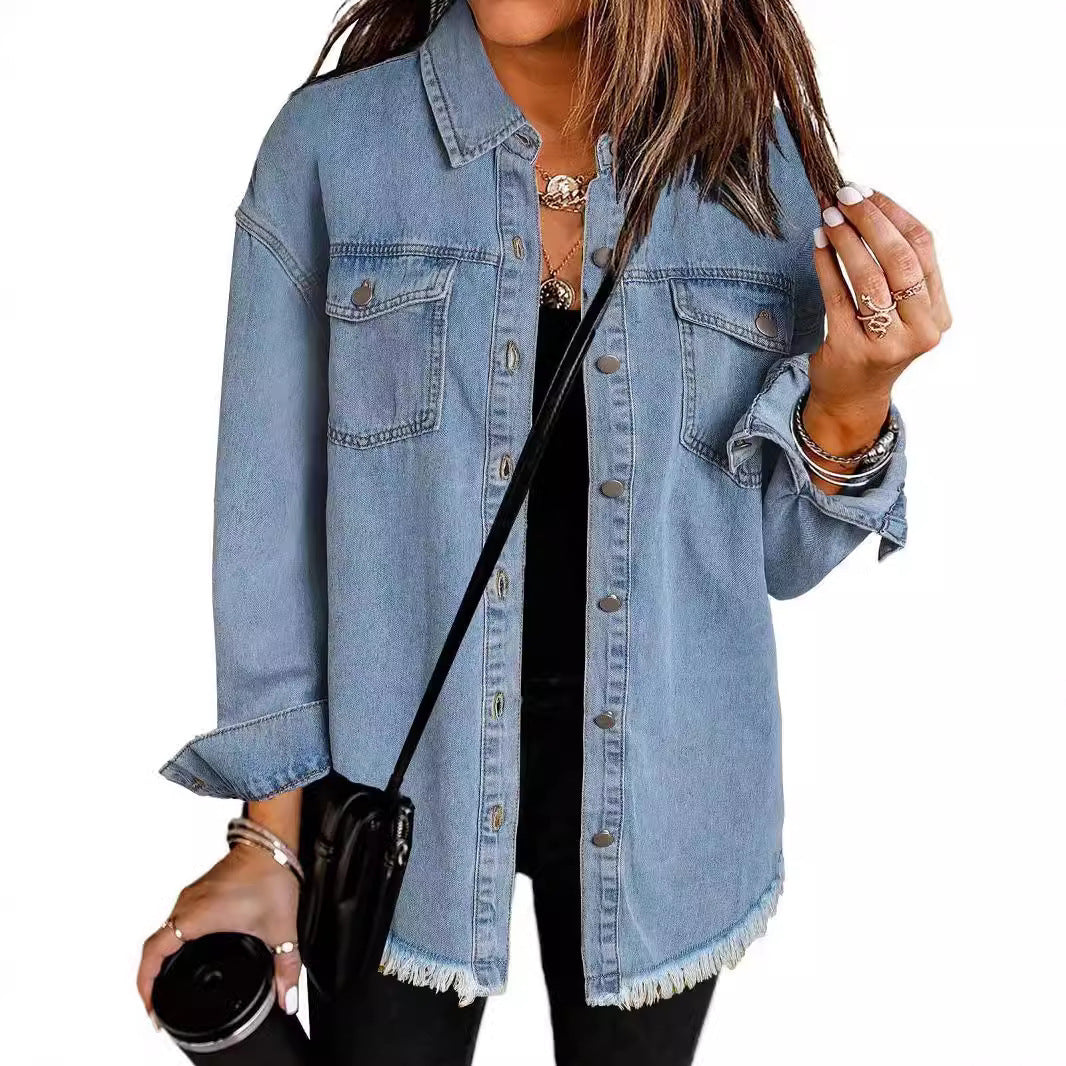 Femme Ødelagt Denim Westernjakke Stilla