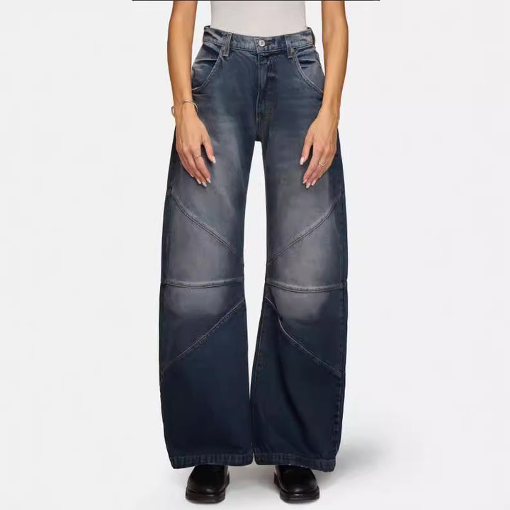 Dame Løst skårne jeans med stilfuldt patchwork-design Stilla