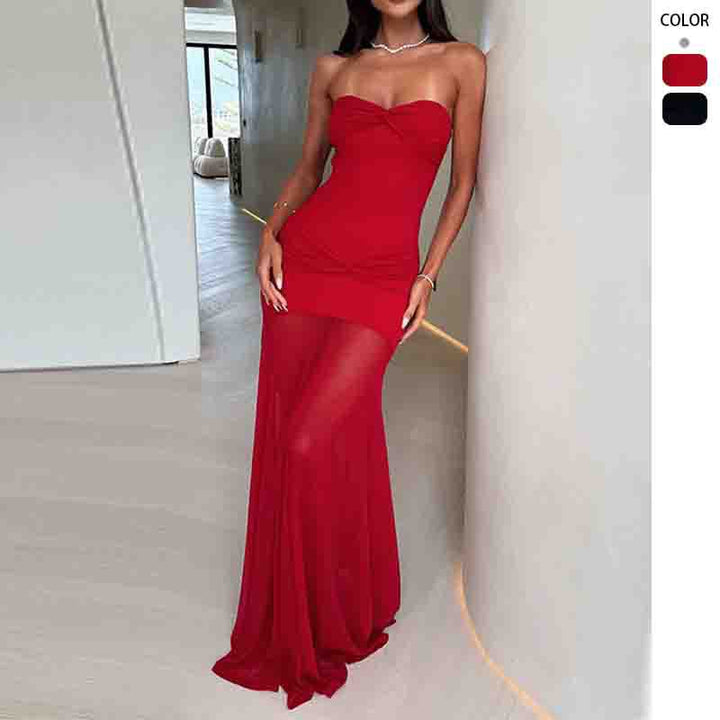 Kvindernes elegante maxi kjole med nipped talje og flydende skørt Skovae