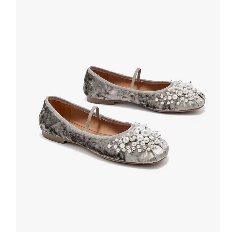 Femme Dekorative Perle-prydede Ballerinas Stilla