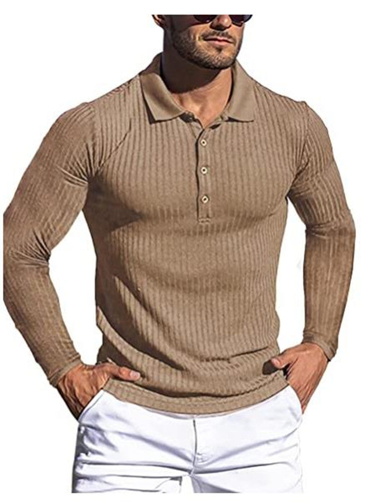 Herre struktureret langærmet polo shirt Stilla