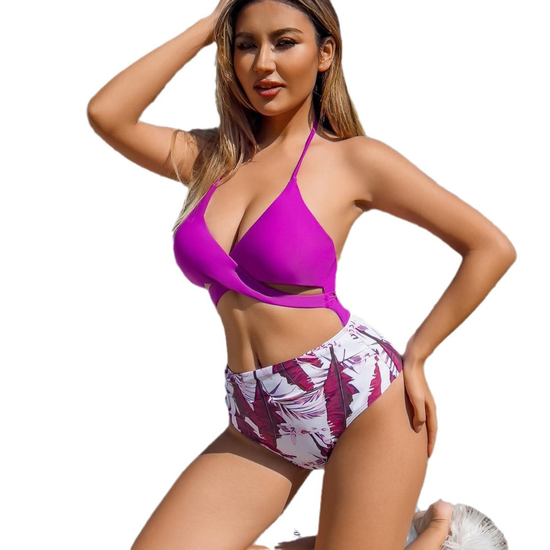 Dame one-piece badedragt med feminin indpakningslook og gennemsigtig mesh-indsats Stilla